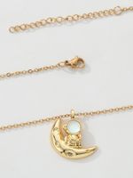 Copper 18K Gold Plated IG Style Astronaut Moon Inlay Zircon Pendant Necklace main image 4