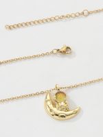 Copper 18K Gold Plated IG Style Astronaut Moon Inlay Zircon Pendant Necklace main image 10