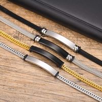 201 Stainless Steel 18K Gold Plated Simple Style Commute Plating Solid Color ID Bracelet main image 11