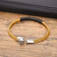 201 Stainless Steel 18K Gold Plated Simple Style Commute Plating Solid Color ID Bracelet main image 5