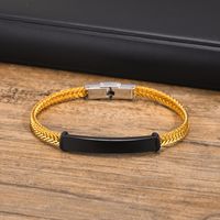 201 Stainless Steel 18K Gold Plated Simple Style Commute Plating Solid Color ID Bracelet main image 4