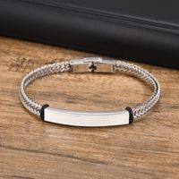 201 Stainless Steel 18K Gold Plated Simple Style Commute Plating Solid Color ID Bracelet main image 6