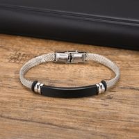 201 Stainless Steel 18K Gold Plated Simple Style Commute Plating Solid Color ID Bracelet main image 9