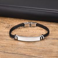 201 Stainless Steel 18K Gold Plated Simple Style Commute Plating Solid Color ID Bracelet main image 10
