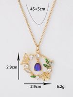 Copper 18K Gold Plated IG Style Water Droplets Wreath Butterfly Inlay Zircon Pendant Necklace main image 3