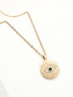 Copper 18K Gold Plated Simple Style Star Eye Inlay Zircon Pendant Necklace main image 1
