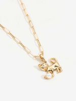 Copper 18K Gold Plated Cute Elephant Cat Plating Inlay Artificial Pearls Zircon Pendant Necklace main image 1
