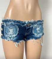 Frau Täglich Mode Einfarbig Kurze Hose Gewaschen Jeans main image 3