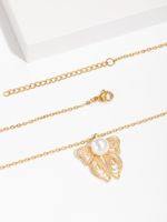 Copper 18K Gold Plated Simple Style Heart Shape Butterfly Hollow Out Inlay Artificial Pearls Zircon Pendant Necklace main image 6