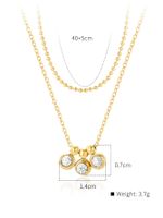 Stainless Steel 18K Gold Plated Vintage Style Irregular Round Natural Stone Zircon Double Layer Necklaces main image 2
