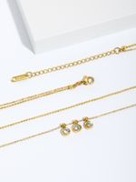 Stainless Steel 18K Gold Plated Vintage Style Irregular Round Natural Stone Zircon Double Layer Necklaces main image 6
