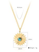 Stainless Steel 18K Gold Plated Retro Inlay Sun Oval Natural Stone Zircon Pendant Necklace main image 2