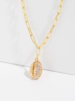 Le Cuivre Plaqué Or 18K Vacances Ovale Conque Incruster Zircon Pendentif Collier Médaillon sku image 1