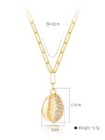 Copper 18K Gold Plated Vacation Oval Conch Inlay Zircon Pendant Necklace Locket Necklace main image 2