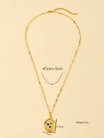 Cobre Chapados en oro de 18k Vacaciones Oval Concha Embutido Circón Collar Colgante Collar De Medallón main image 3
