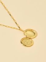 Copper 18K Gold Plated Vacation Oval Conch Inlay Zircon Pendant Necklace Locket Necklace main image 4