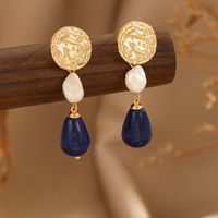 1 Pair Elegant Retro Irregular Pearl Freshwater Pearl Copper Natural Stone 18K Gold Plated Drop Earrings main image 4