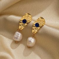 1 Pair Elegant Retro Irregular Pearl Freshwater Pearl Copper Natural Stone 18K Gold Plated Drop Earrings main image 8