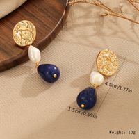 1 Pair Elegant Retro Irregular Pearl Freshwater Pearl Copper Natural Stone 18K Gold Plated Drop Earrings sku image 2