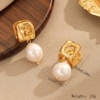 1 Pair Elegant Retro Irregular Pearl Freshwater Pearl Copper Natural Stone 18K Gold Plated Drop Earrings sku image 3