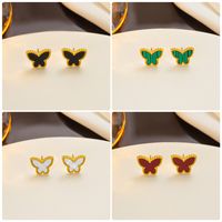 Titan Stahl Einfacher Stil Schmetterling Überzug Ohrringe main image 1