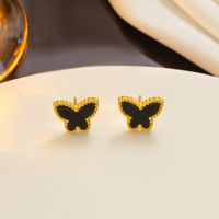 Titanium Steel Simple Style Butterfly Plating Earrings sku image 2
