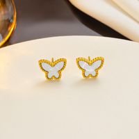 Titanium Steel Simple Style Butterfly Plating Earrings main image 4