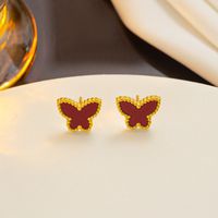 Titanium Steel Simple Style Butterfly Plating Earrings sku image 3