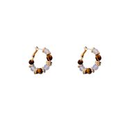 1 Pair Retro Geometric Beaded Plating Opal Tiger Eye Copper Earrings main image 6