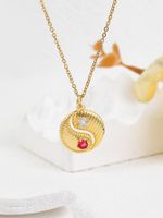 Copper 18K Gold Plated Simple Style Gossip Eye Inlay Natural Stone Zircon Pendant Necklace main image 8