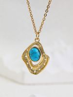 Copper 18K Gold Plated Simple Style Gossip Eye Inlay Natural Stone Zircon Pendant Necklace main image 6