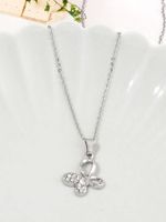 Simple Style Shiny Butterfly Alloy Inlay Zircon Silver Plated Women's Pendant Necklace sku image 1