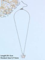 Simple Style Shiny Butterfly Alloy Inlay Zircon Silver Plated Women's Pendant Necklace main image 10