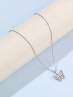 Simple Style Shiny Butterfly Alloy Inlay Zircon Silver Plated Women's Pendant Necklace main image 8