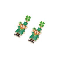 1 Pair Cartoon Style Cartoon Character Four Leaf Clover Enamel Alloy Rhinestones Drop Earrings main image 5