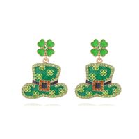 1 Pair Cartoon Style Four Leaf Clover Enamel Alloy Rhinestones Drop Earrings sku image 1