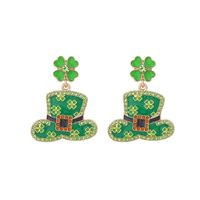 1 Pair Cartoon Style Four Leaf Clover Enamel Alloy Rhinestones Drop Earrings main image 4