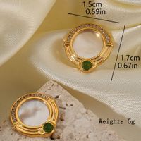 1 Pair Elegant Retro Round Rose Inlay Copper Rhinestones Freshwater Pearl 18K Gold Plated Ear Studs sku image 1