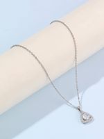 Simple Style Shiny Triangle Alloy Inlay Zircon Silver Plated Women's Pendant Necklace sku image 1