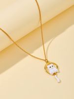 Copper 18K Gold Plated Cute Dinosaur Cat Bird Inlay Zircon Pendant Necklace sku image 3