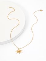 Cobre Chapados en oro de 18k Estilo Simple Forma De U Sol Mariposa Embutido Circón Collar Colgante main image 7