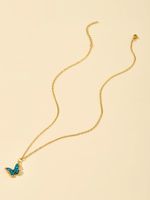 Cobre Chapados en oro de 18k Estilo Simple Forma De U Sol Mariposa Embutido Circón Collar Colgante main image 8