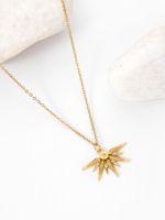 Copper 18K Gold Plated Simple Style U Shape Sun Butterfly Inlay Zircon Pendant Necklace sku image 2