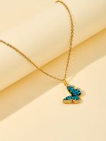 Copper 18K Gold Plated Simple Style U Shape Sun Butterfly Inlay Zircon Pendant Necklace main image 9