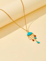 Copper 18K Gold Plated Simple Style Clouds Starry Sky Enamel Inlay Zircon Pendant Necklace main image 4