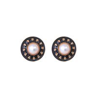 1 Pair Retro Simple Style Geometric Enamel Alloy Artificial Pearls Ear Studs sku image 2