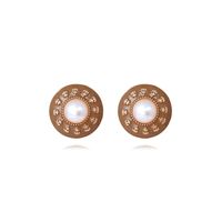 1 Pair Retro Simple Style Geometric Enamel Alloy Artificial Pearls Ear Studs main image 1