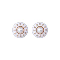 1 Pair Retro Simple Style Geometric Enamel Alloy Artificial Pearls Ear Studs main image 4