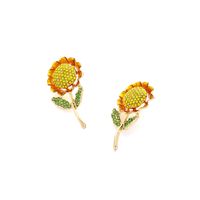 1 Paar Süss Pastoral Sonnenblume Legierung Strasssteine Ohrstecker main image 6