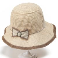 Women's Tropical Bow Knot Hollow Out Wide Eaves Bucket Hat main image 1